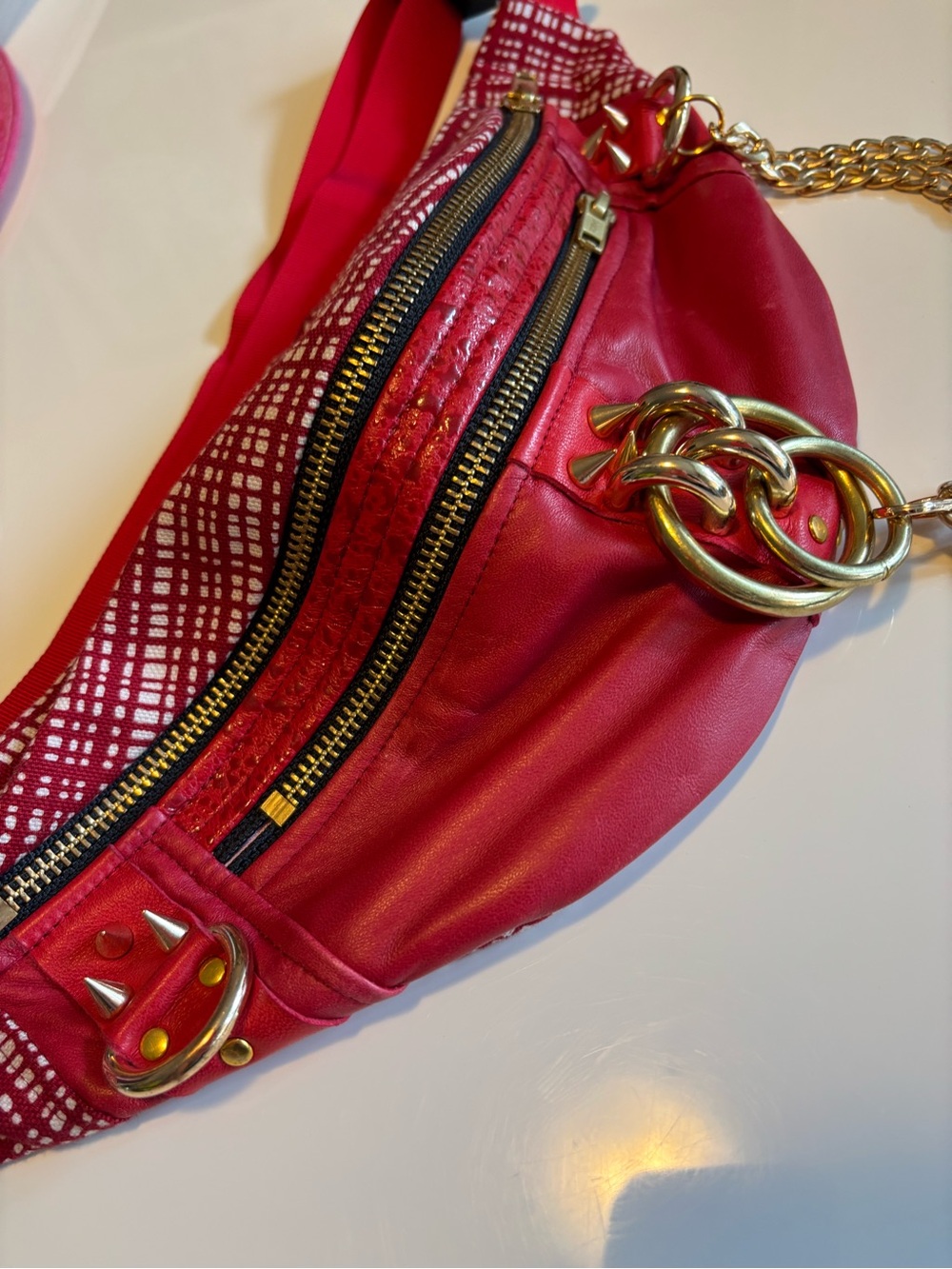 Alysia Myette Handmade Red Leather Belt Bag / Fanny Pack